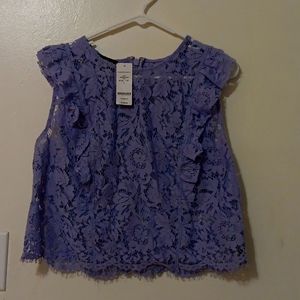 Bebe lavender lace sleeveless shirt NWT